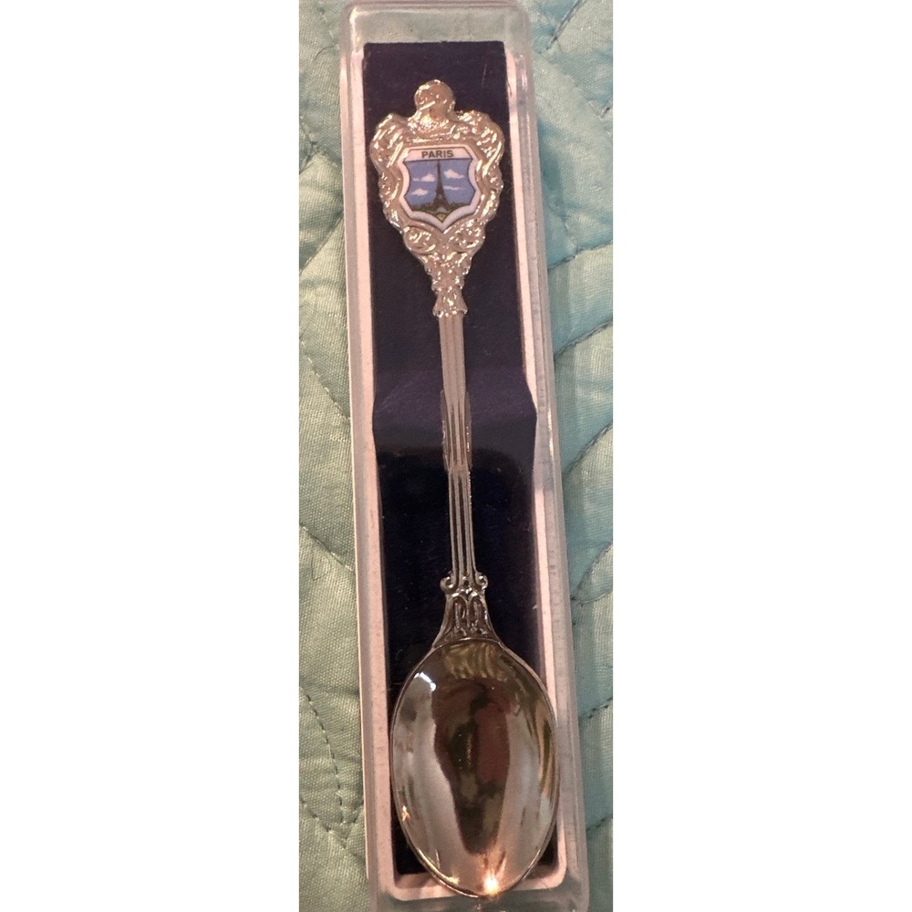 Vintage Paris Eiffel Tower Souvenir Spoon Silver Tone Collectible Travel Gift